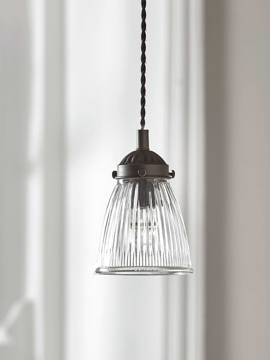 Aged Bronze Fluted Pendant - Small