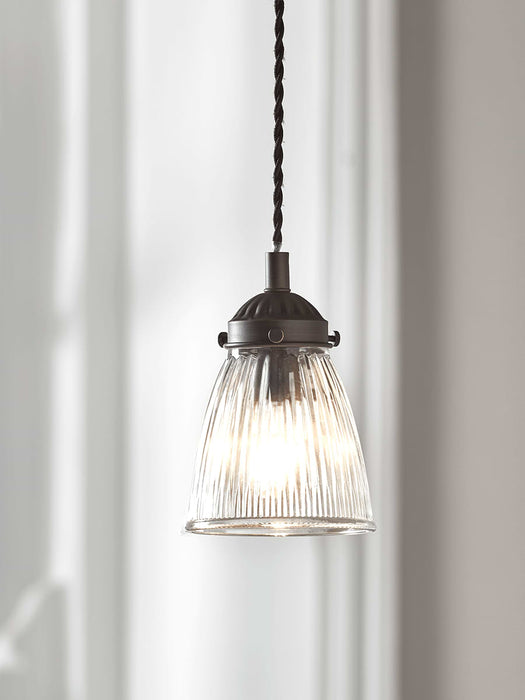 Aged Bronze Fluted Pendant - Small