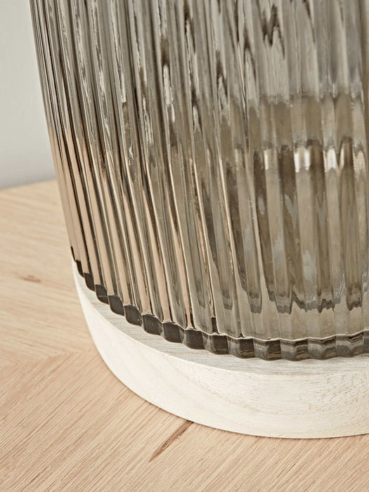 Fluted Glass Vase - Grey