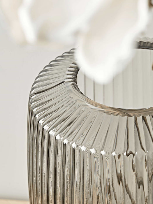 Fluted Glass Vase - Grey
