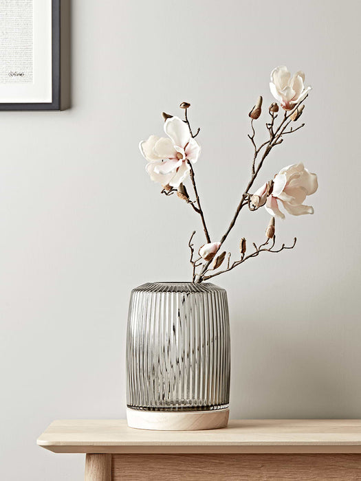 Fluted Glass Vase - Grey