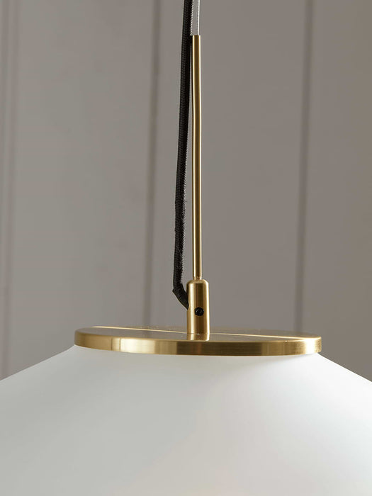 Oversized Frosted Glass & Brass Pendant