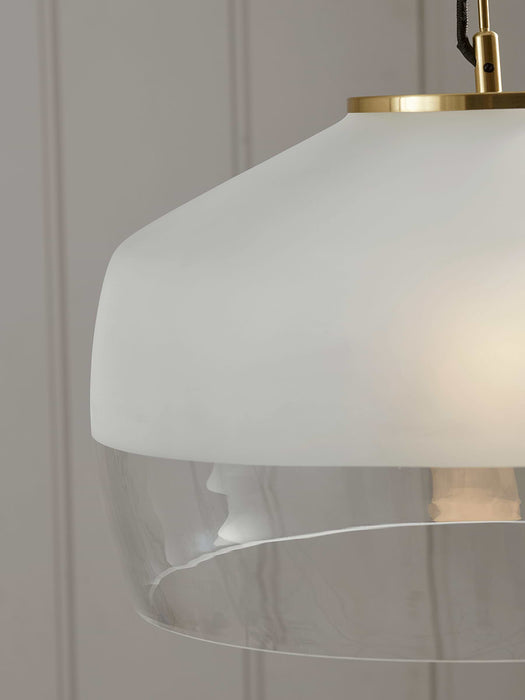 Oversized Frosted Glass & Brass Pendant