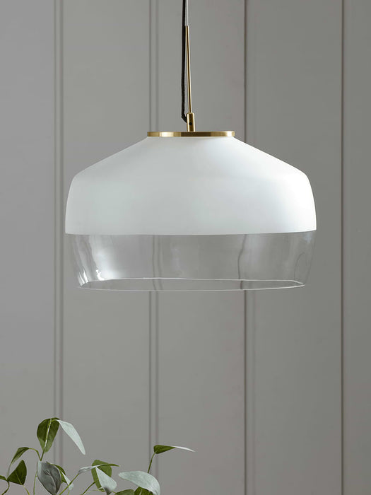 Oversized Frosted Glass & Brass Pendant