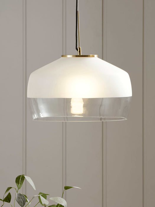 Oversized Frosted Glass & Brass Pendant