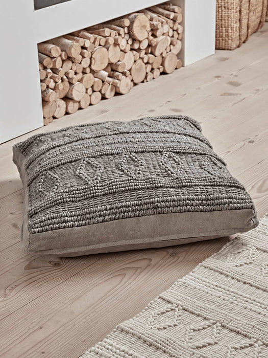 Nordic Geometric Floor Cushion - Grey