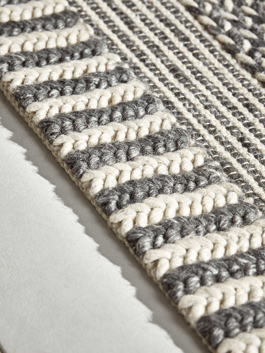 Textured Stripe Rug - Grey