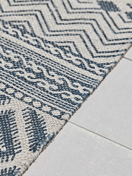 Indigo Geometric Flat Weave Runner