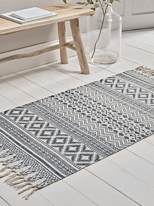 Indigo Geometric Flat Weave Runner