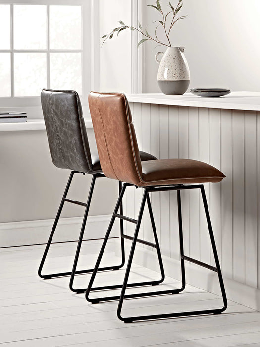 Two Alden Twist Counter Stools - Tan