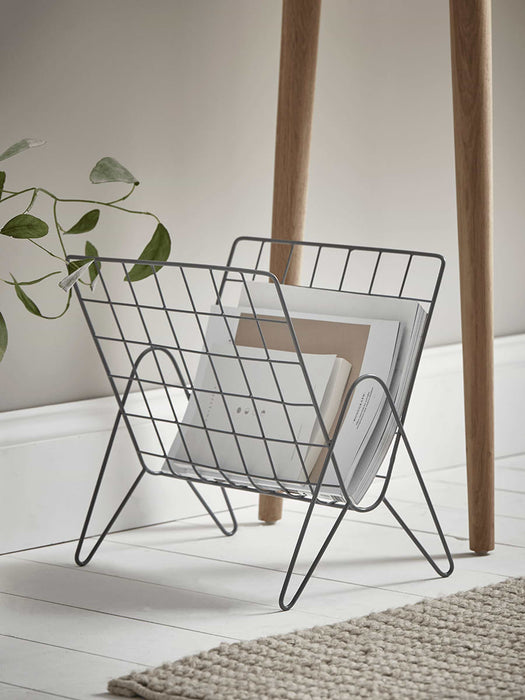 Grey Grid Magazine Rack