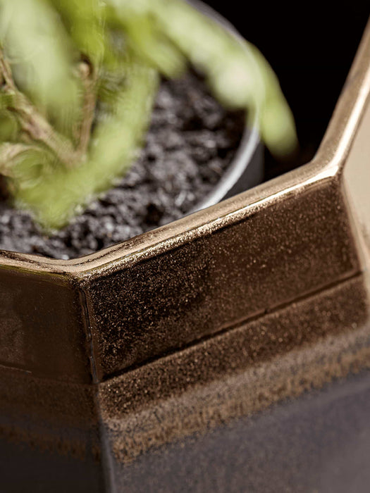 Grey & Brass Metallic Planter