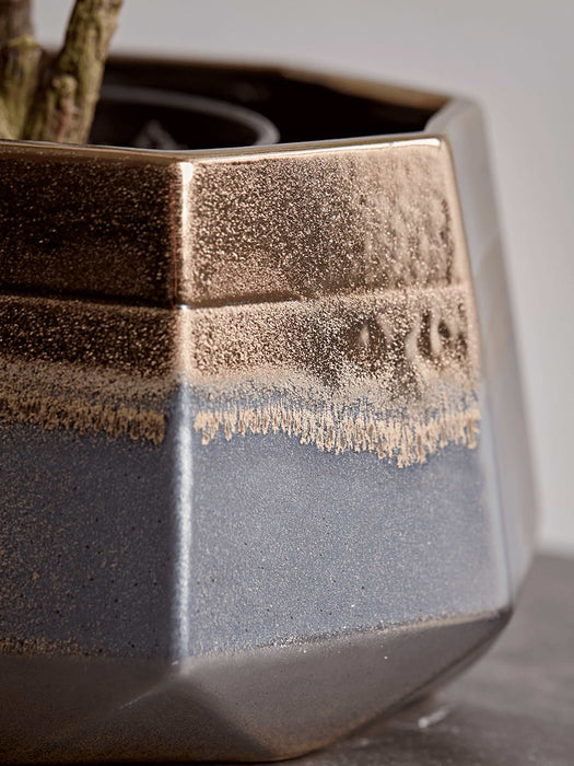 Grey & Brass Metallic Planter