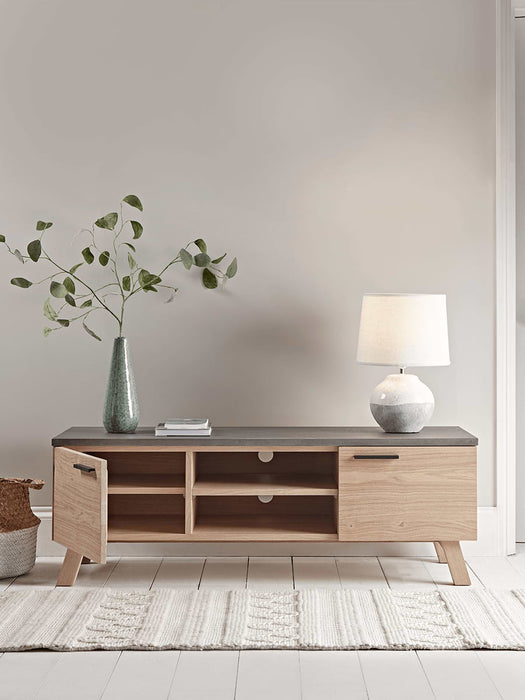 Grey Topped Oak Media Cabinet