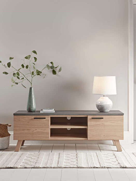 Grey Topped Oak Media Cabinet
