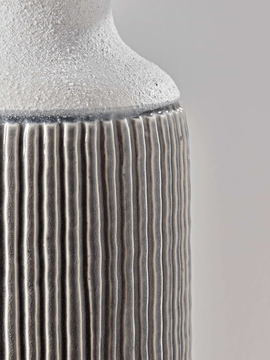 Grey Ribbed Lamp