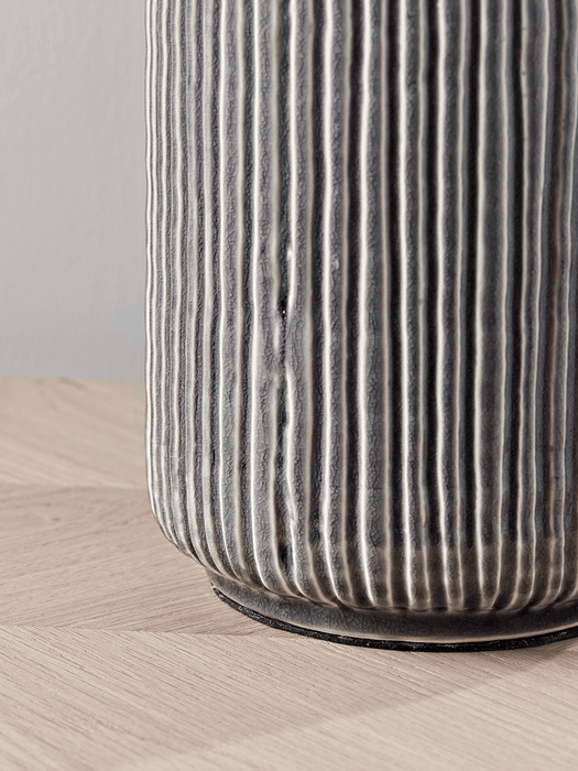 Grey Ribbed Lamp