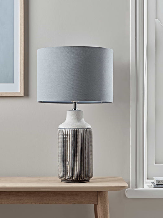 Grey Ribbed Lamp