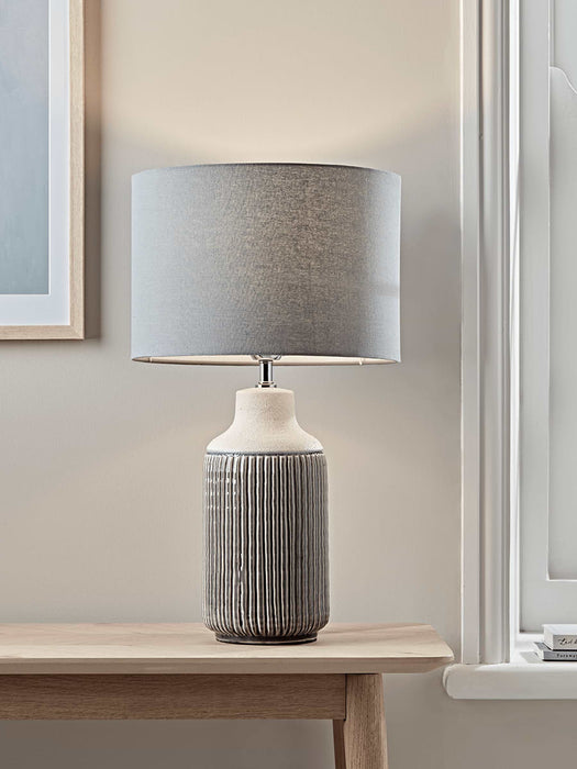 Grey Ribbed Lamp