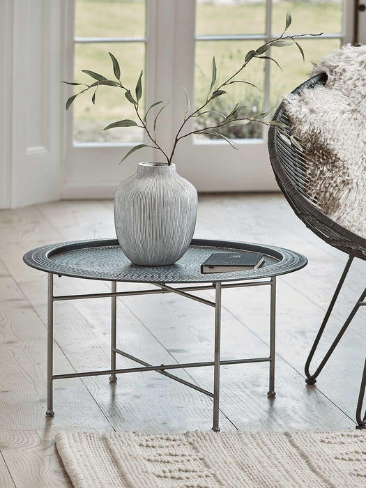 Hammered Metal Round Table