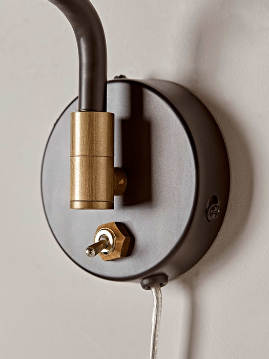 Hinged Black & Brass Wall Light