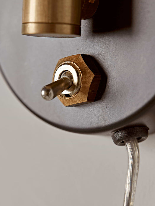 Hinged Black & Brass Wall Light