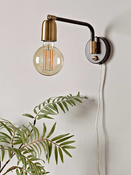 Hinged Black & Brass Wall Light
