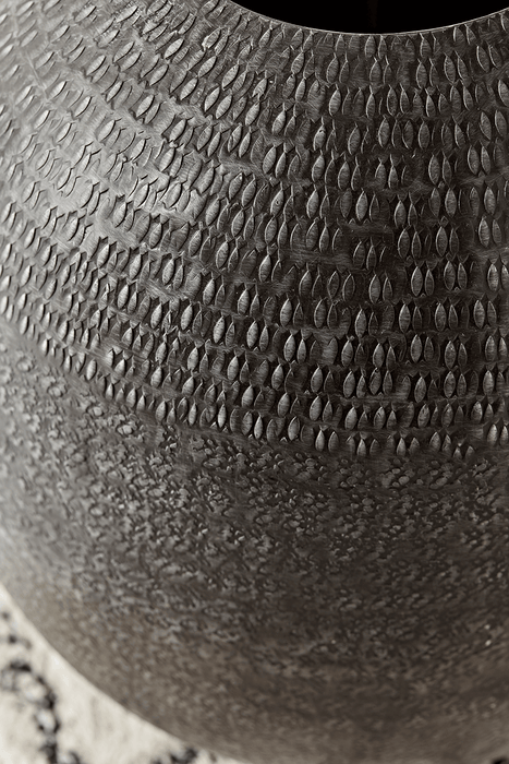 Handcrafted Textured Metal Vase - Oval