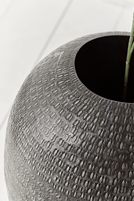 Handcrafted Textured Metal Vase - Oval