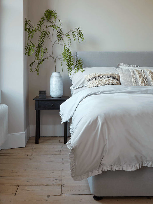 Washed Cotton Ruffle Pillowcase Pair - Soft Grey