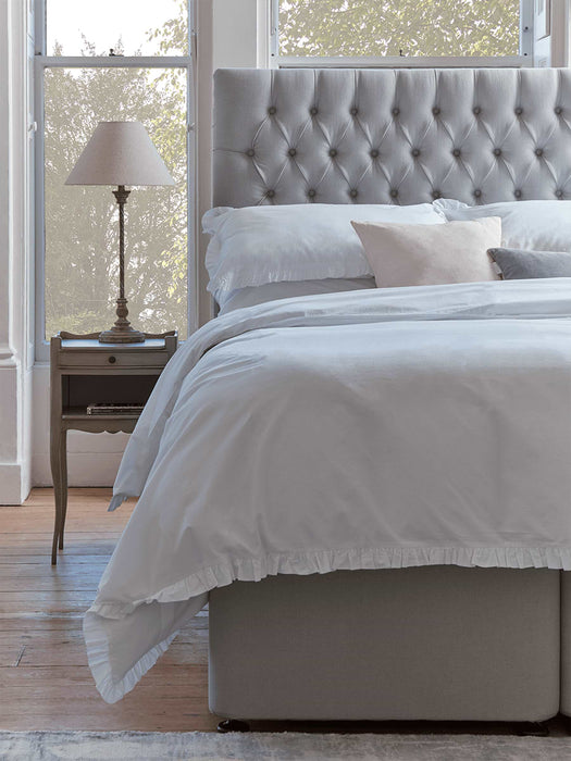 Washed Cotton Double Fitted Sheet - White