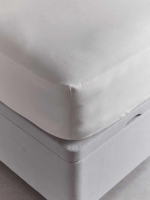 Washed Linen Double Fitted Sheet - Soft Grey