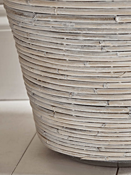 Whitewashed Round Rattan Planter - Large