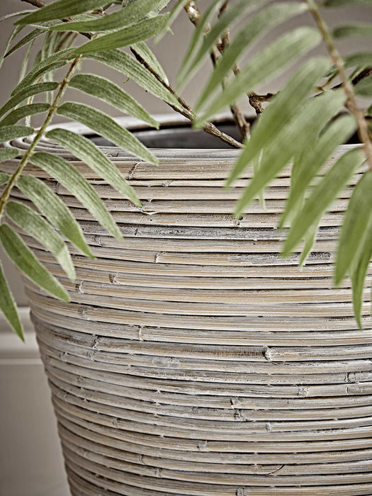 Whitewashed Round Rattan Planter - Large