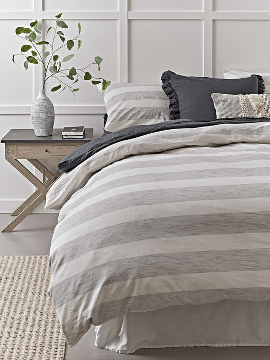 Monochrome Stripe Cotton Bedding - Pillowcase Pair