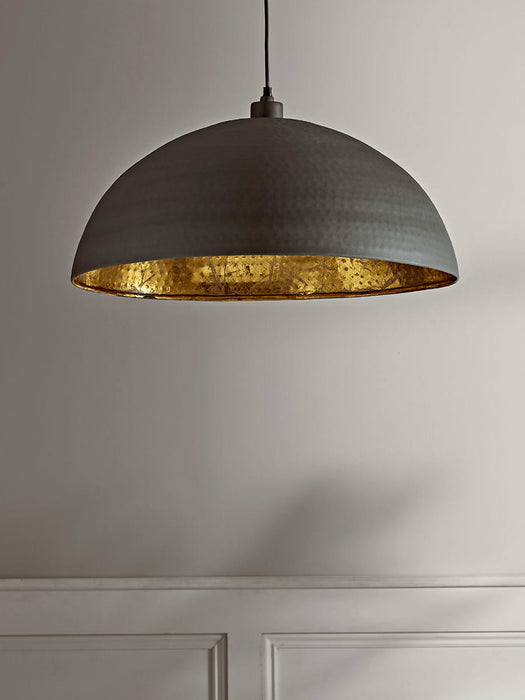 Oversized Grey & Gold Domed Pendant