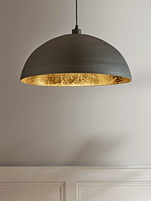 Oversized Grey & Gold Domed Pendant