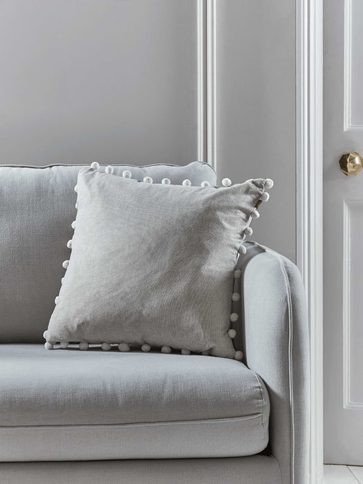 Pom Pom Cushion - Pale Grey