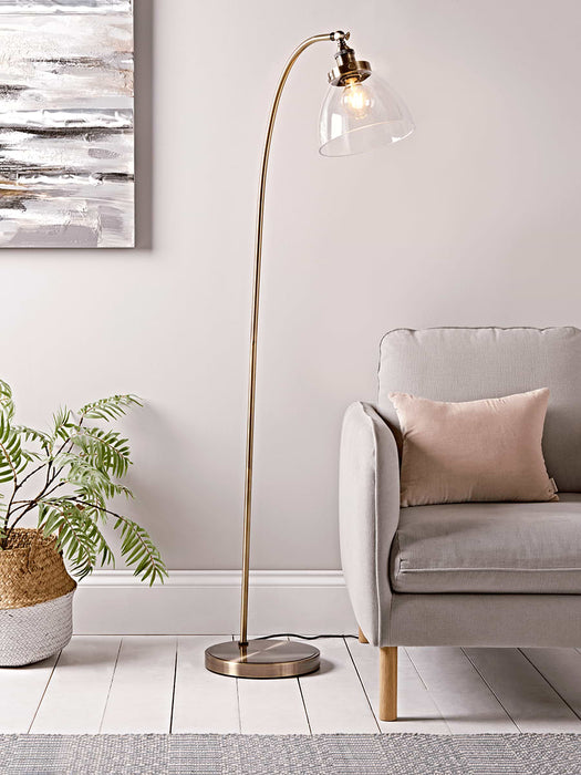 Domed Glass Floor Lamp - Brass