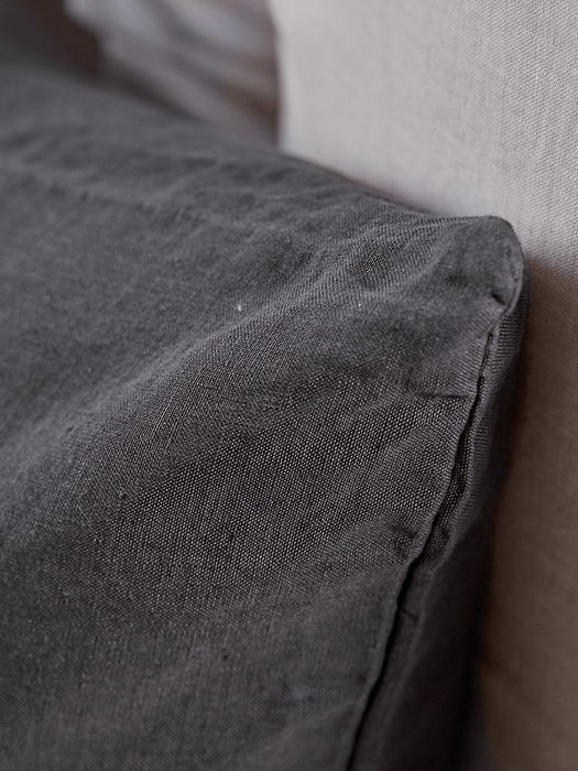 Washed Linen Rectangular Cushion - Charcoal Grey