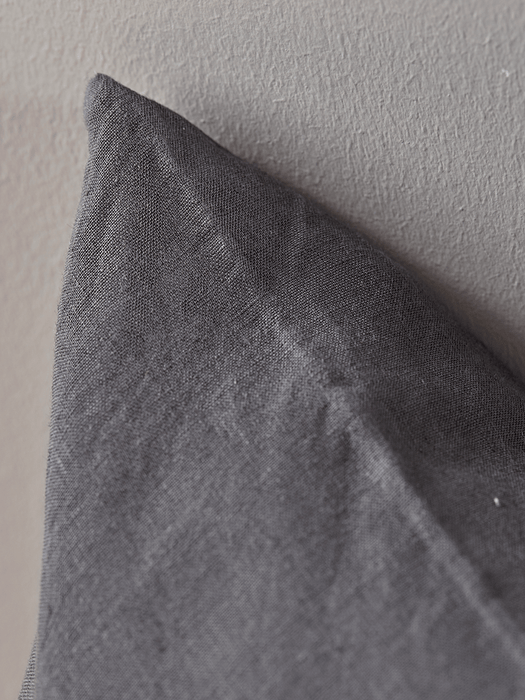 Washed Linen Rectangular Cushion - Charcoal Grey