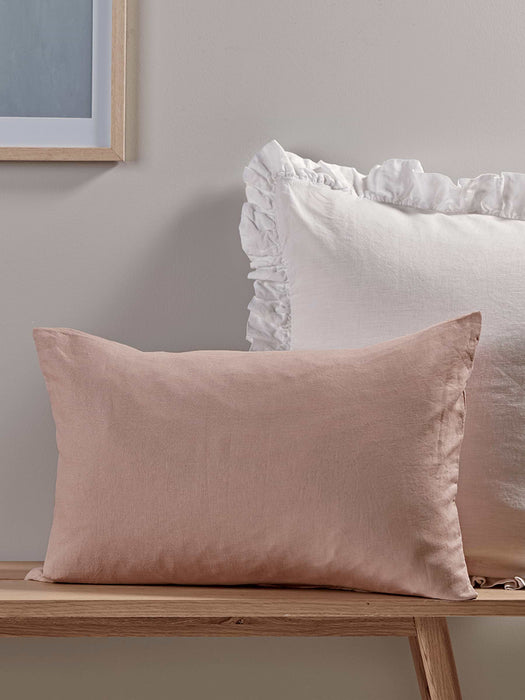 Washed Linen Rectangular Cushion - Vintage Rose