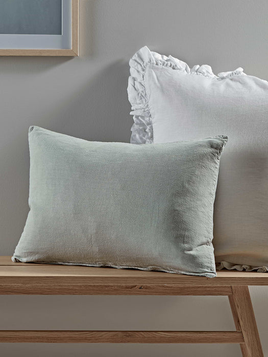 Washed Linen Rectangular Cushion - Dusky Sage