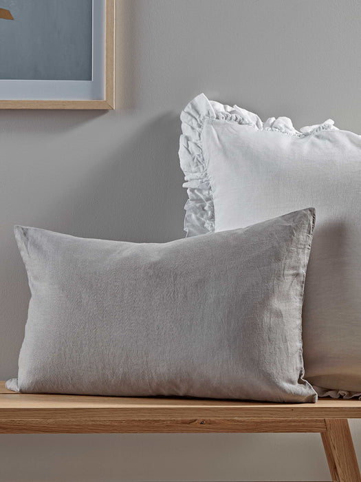 Washed Linen Rectangular Cushion - Smoke Grey