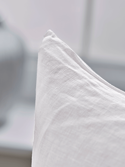 Washed Linen Rectangular Cushion - White