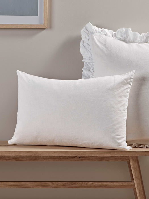 Washed Linen Rectangular Cushion - White