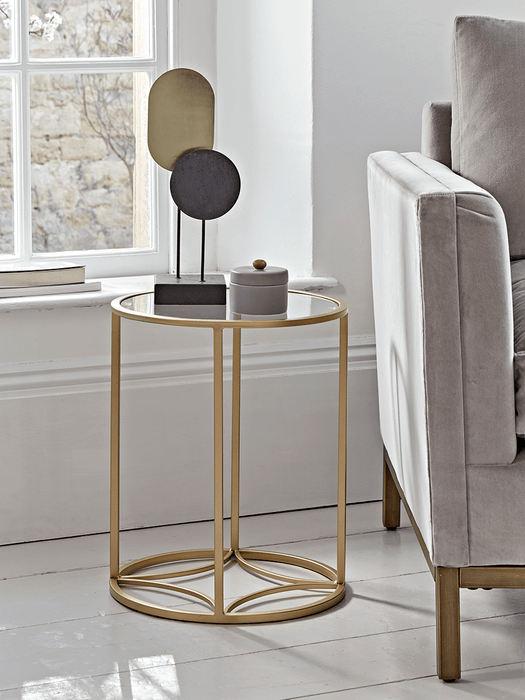 Round Gold & Glass Side Table