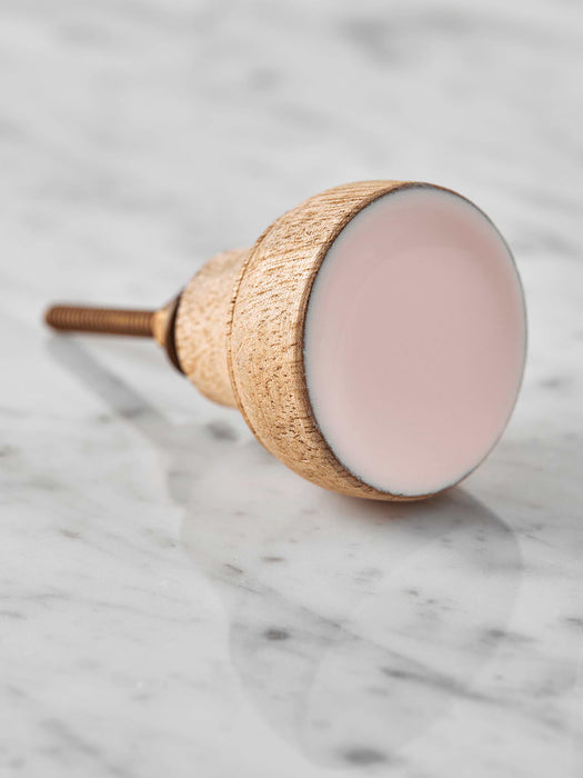 Round Wooden Knob - Soft Blush