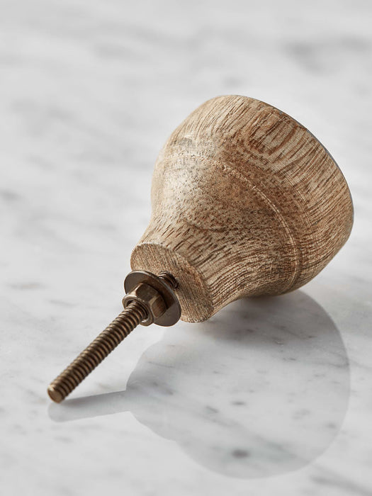 Round Wooden Knob - Soft Grey