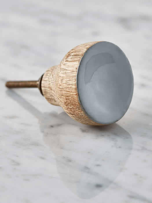 Round Wooden Knob - Soft Grey